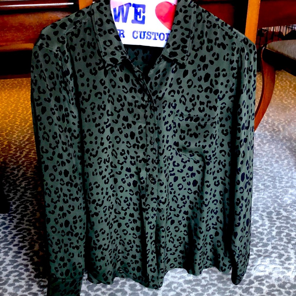 Rails Hunter Green Animal Print dress shirt